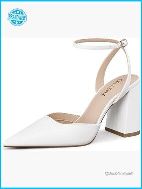 Chunky Heel Pumps Strappy Pointed Toe Elegant Formal Party Dance Shoes